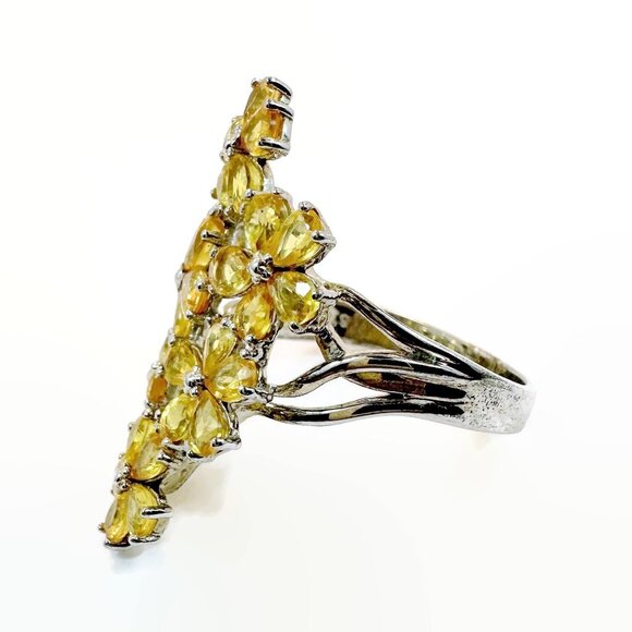 Cluster Ring, Vintage, Sterling Silver, Chuck Clemency: Citrine Flowers - Picture 4 of 6
